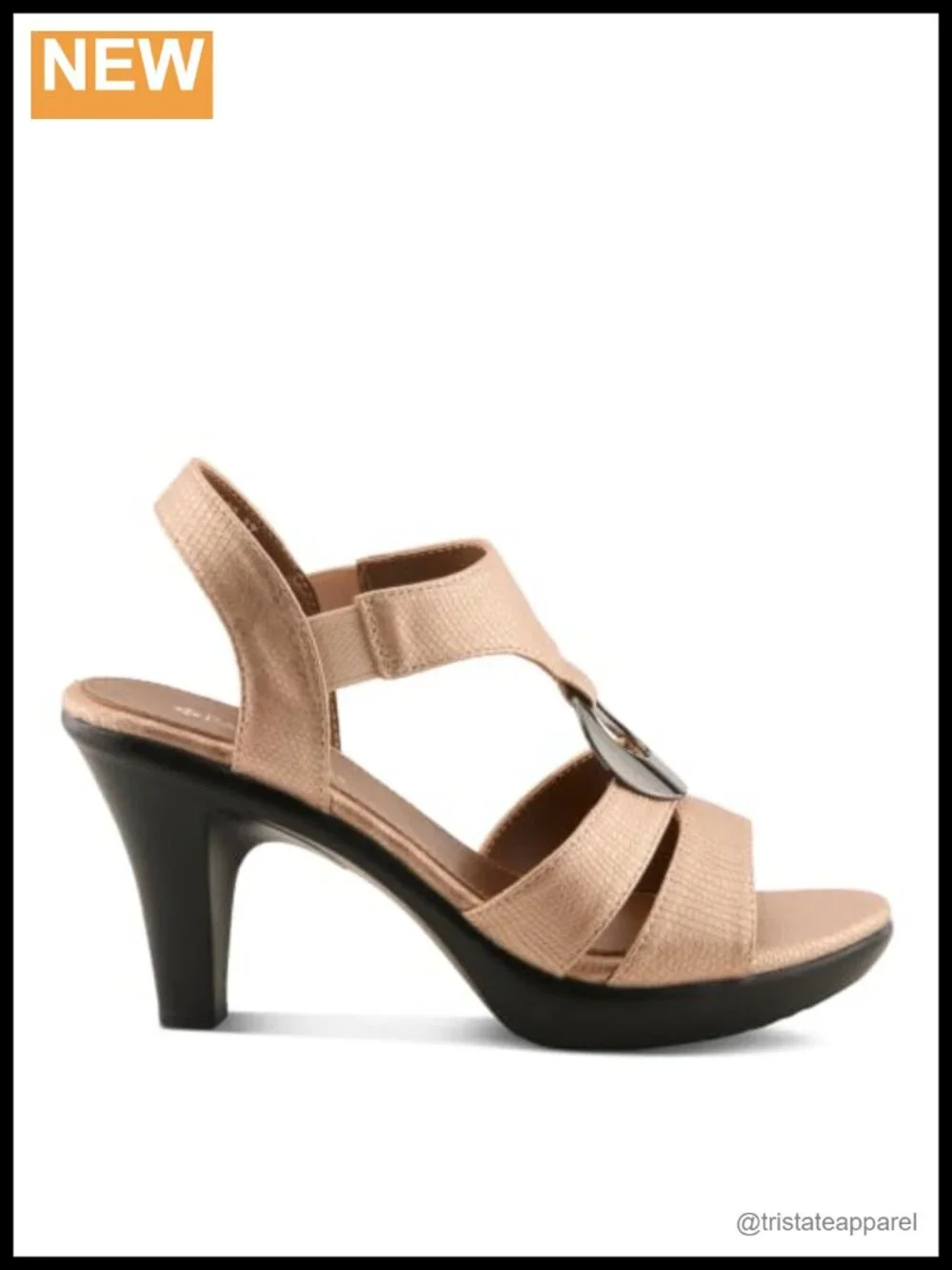 Rola Dress Sandals with Pewter Ring Ornament and Stretch Elastic